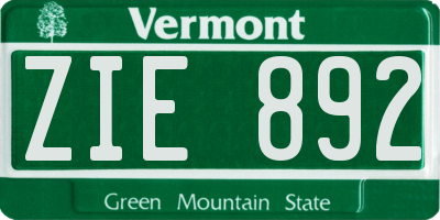 VT license plate ZIE892