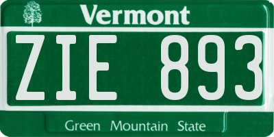 VT license plate ZIE893
