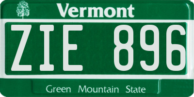 VT license plate ZIE896