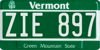 VT license plate ZIE897