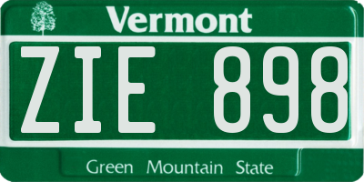 VT license plate ZIE898