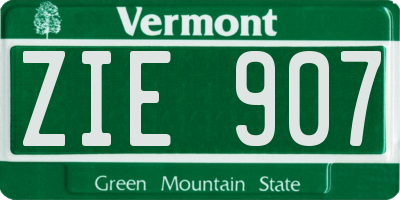 VT license plate ZIE907