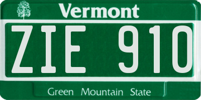 VT license plate ZIE910