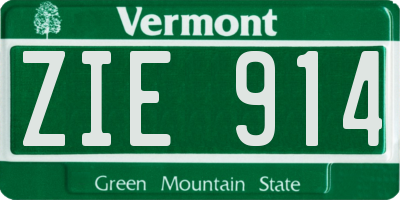 VT license plate ZIE914