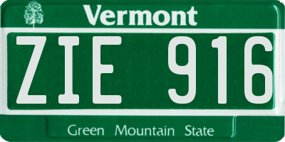 VT license plate ZIE916