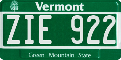 VT license plate ZIE922