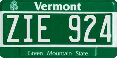 VT license plate ZIE924