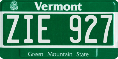VT license plate ZIE927