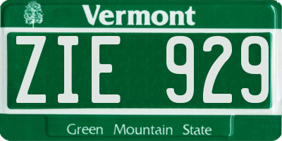 VT license plate ZIE929