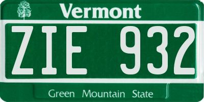 VT license plate ZIE932