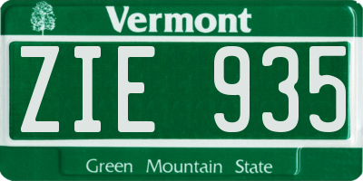 VT license plate ZIE935