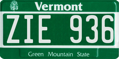 VT license plate ZIE936