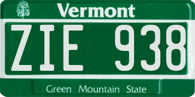 VT license plate ZIE938
