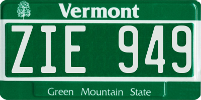 VT license plate ZIE949