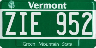 VT license plate ZIE952