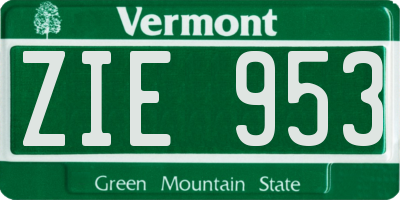 VT license plate ZIE953