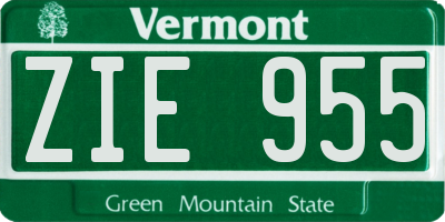 VT license plate ZIE955