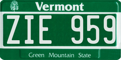VT license plate ZIE959