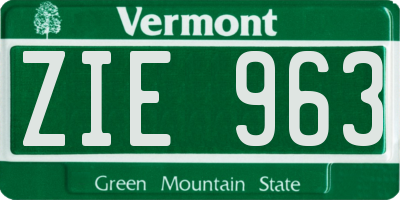 VT license plate ZIE963