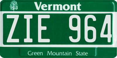 VT license plate ZIE964