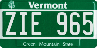 VT license plate ZIE965