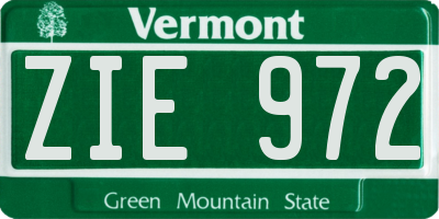 VT license plate ZIE972