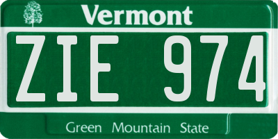 VT license plate ZIE974