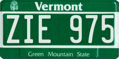 VT license plate ZIE975