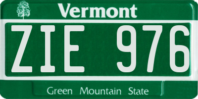 VT license plate ZIE976