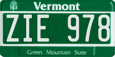 VT license plate ZIE978