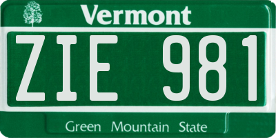 VT license plate ZIE981