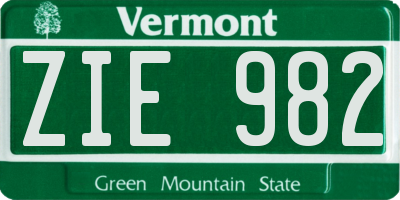VT license plate ZIE982