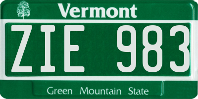 VT license plate ZIE983