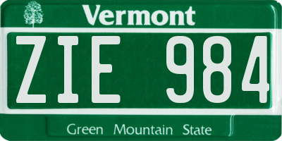 VT license plate ZIE984