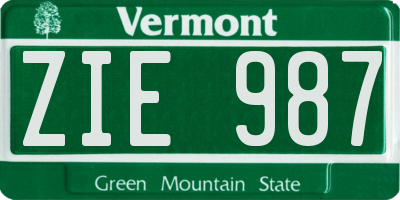 VT license plate ZIE987