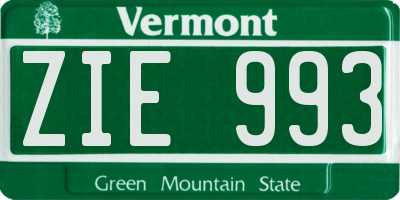 VT license plate ZIE993