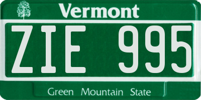 VT license plate ZIE995