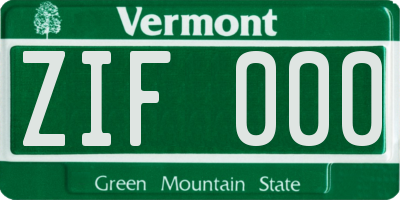 VT license plate ZIF000
