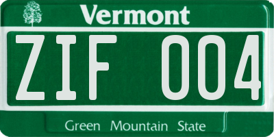 VT license plate ZIF004
