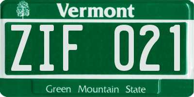 VT license plate ZIF021