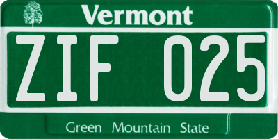 VT license plate ZIF025