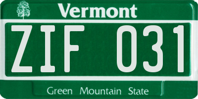 VT license plate ZIF031
