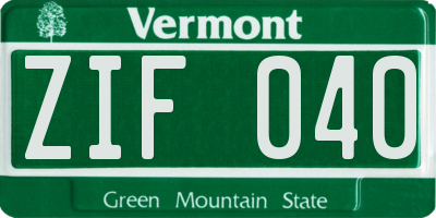 VT license plate ZIF040