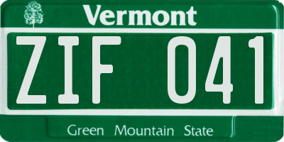 VT license plate ZIF041