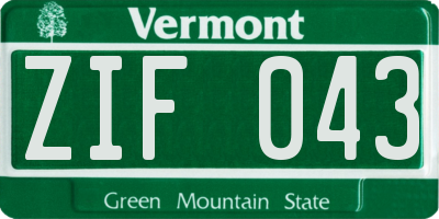 VT license plate ZIF043