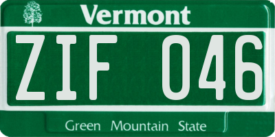 VT license plate ZIF046