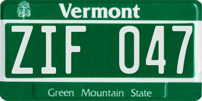 VT license plate ZIF047