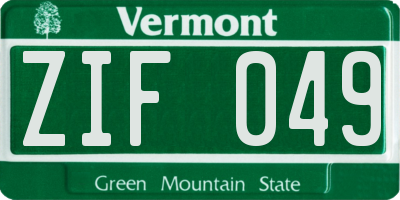 VT license plate ZIF049