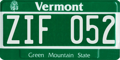VT license plate ZIF052