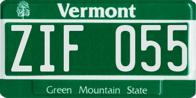 VT license plate ZIF055